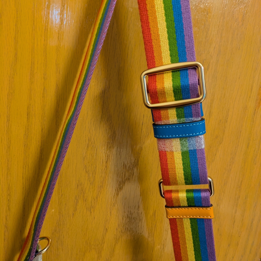 Coach Rainbow Signature Canvas Crossbody Bag - Multicolor with Brown Trim - Picture 5 of 9